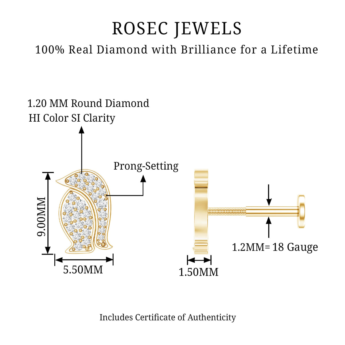 Cute Diamond Penguin Earring for Cartilage Piercing