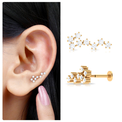 Certified Diamond Scorpio Zodiac Earring for Helix Piercing