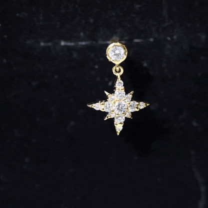 Moissanite Starburst Drop Earring for Cartilage Piercing