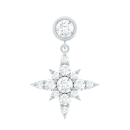 Moissanite Starburst Drop Earring for Cartilage Piercing