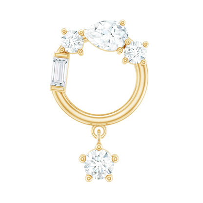 Moissanite Circle Drop Earring for Cartilage Piercing