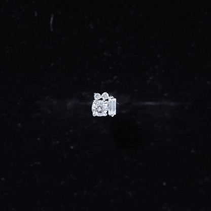 Baguette and Round Moissanite Cluster Tragus Earring