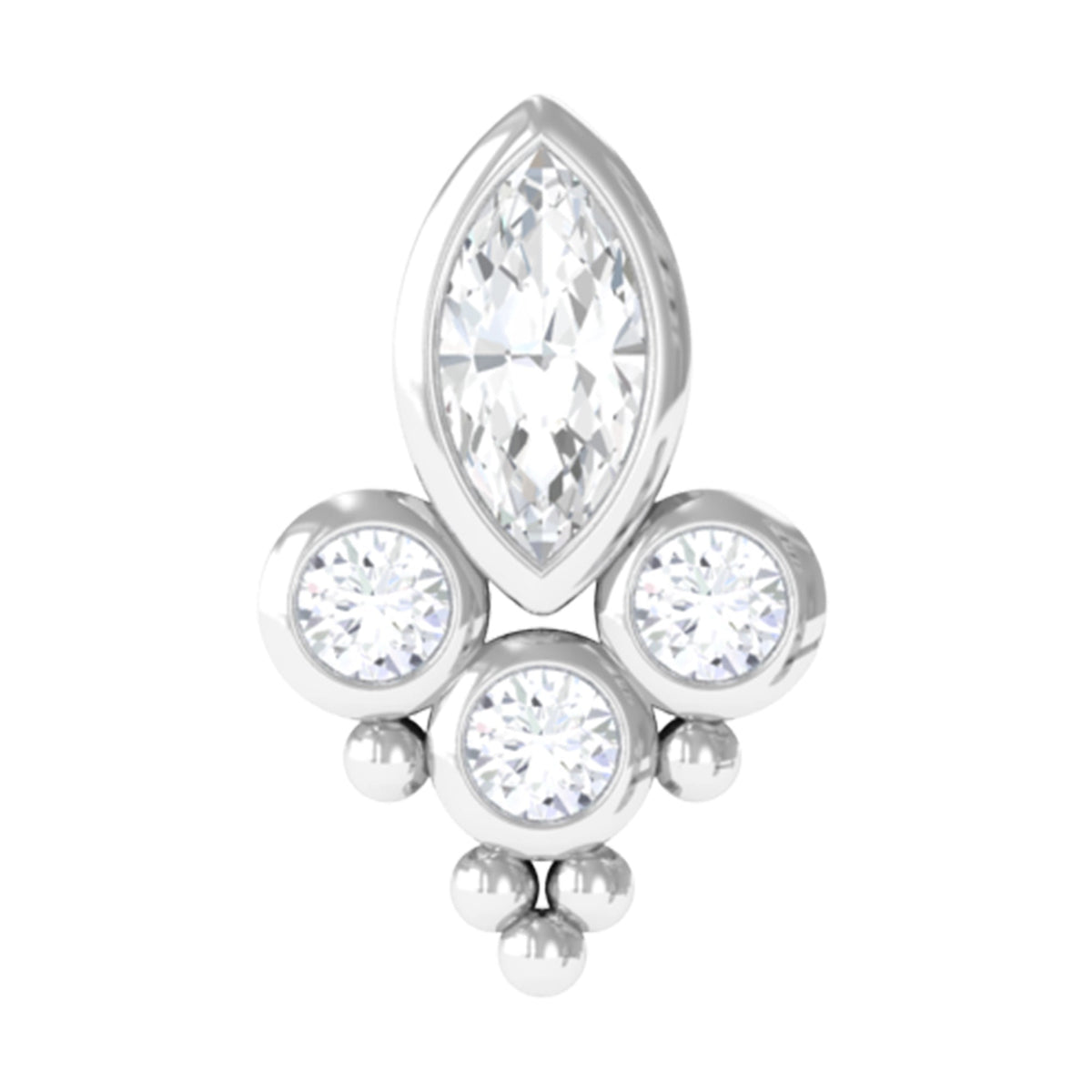 Bezel Set Moissanite Designer Earring for Conch Piercing