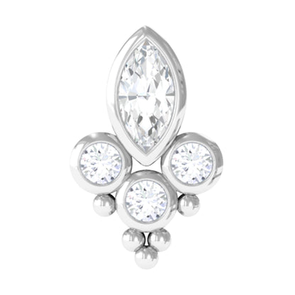 Bezel Set Moissanite Designer Earring for Conch Piercing