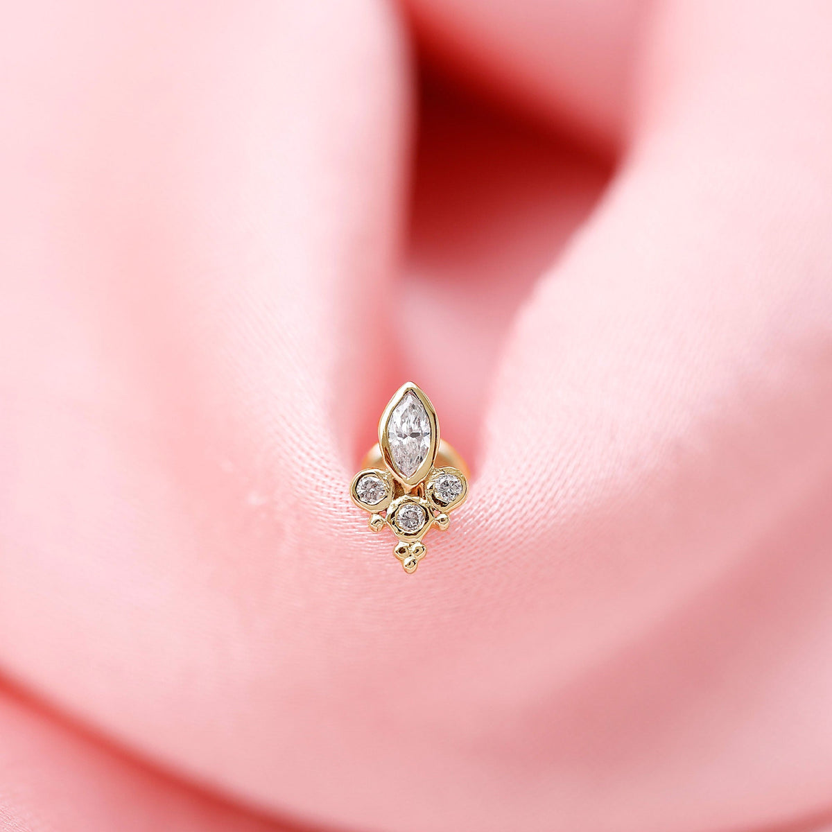 Bezel Set Moissanite Designer Earring for Conch Piercing