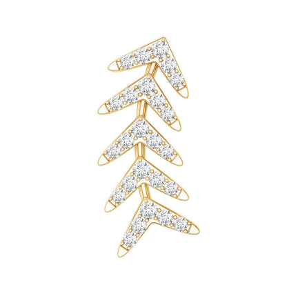Certified Moissanite Leaf Crawler Earring for Helix Piercing