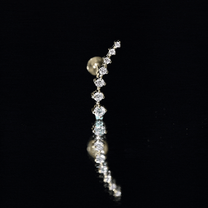 Graduated Style Moissanite Ear Crawler Earring for Helix Piercing