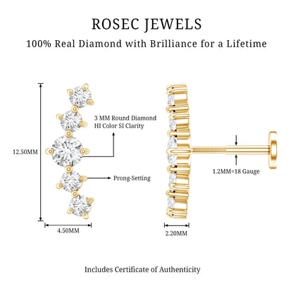 Graduated Style Diamond Crawler Earring for Women