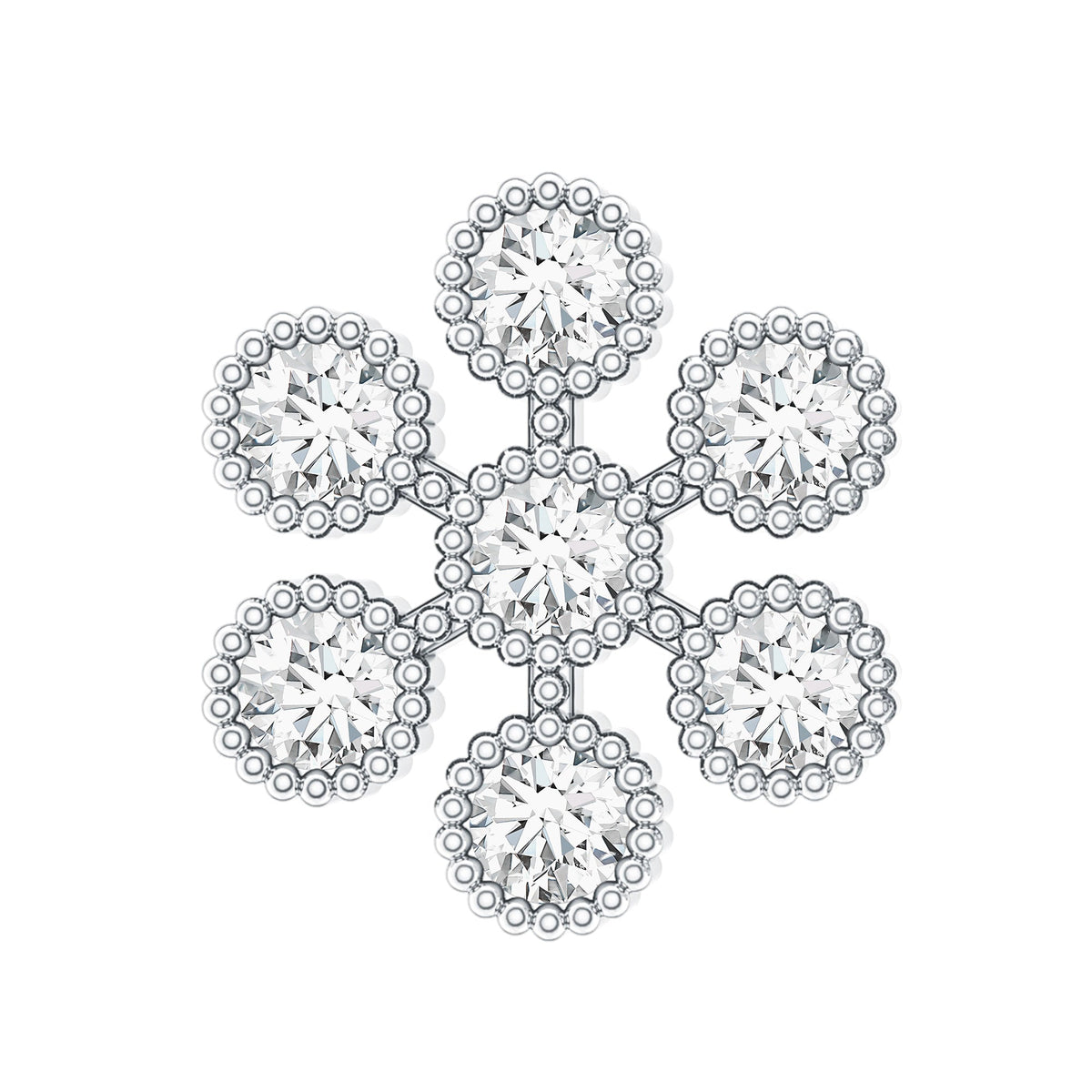 Moissanite Flower Cartilage Earring in Beaded Bezel Setting