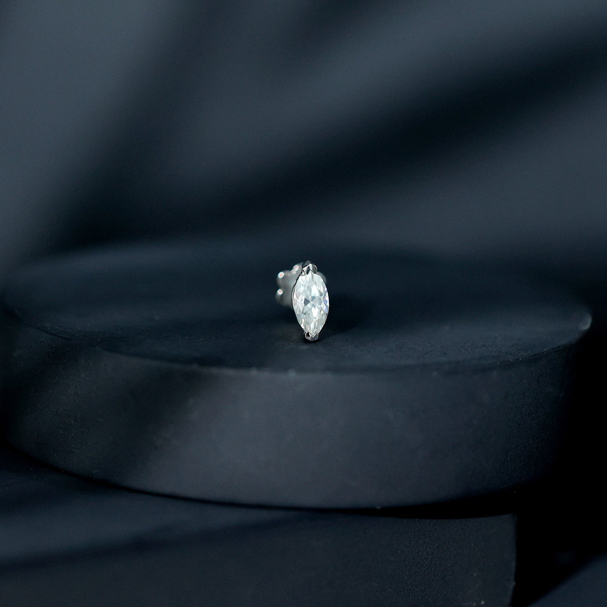 Minimalist Marquise Moissanite Tragus Earring