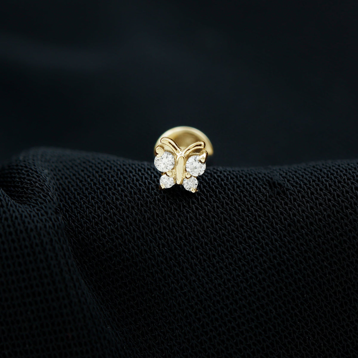 Natural Diamond Butterfly Earring for Cartilage Piercing