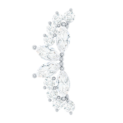 Marquise and Round Moissanite Curved Crawler Earring