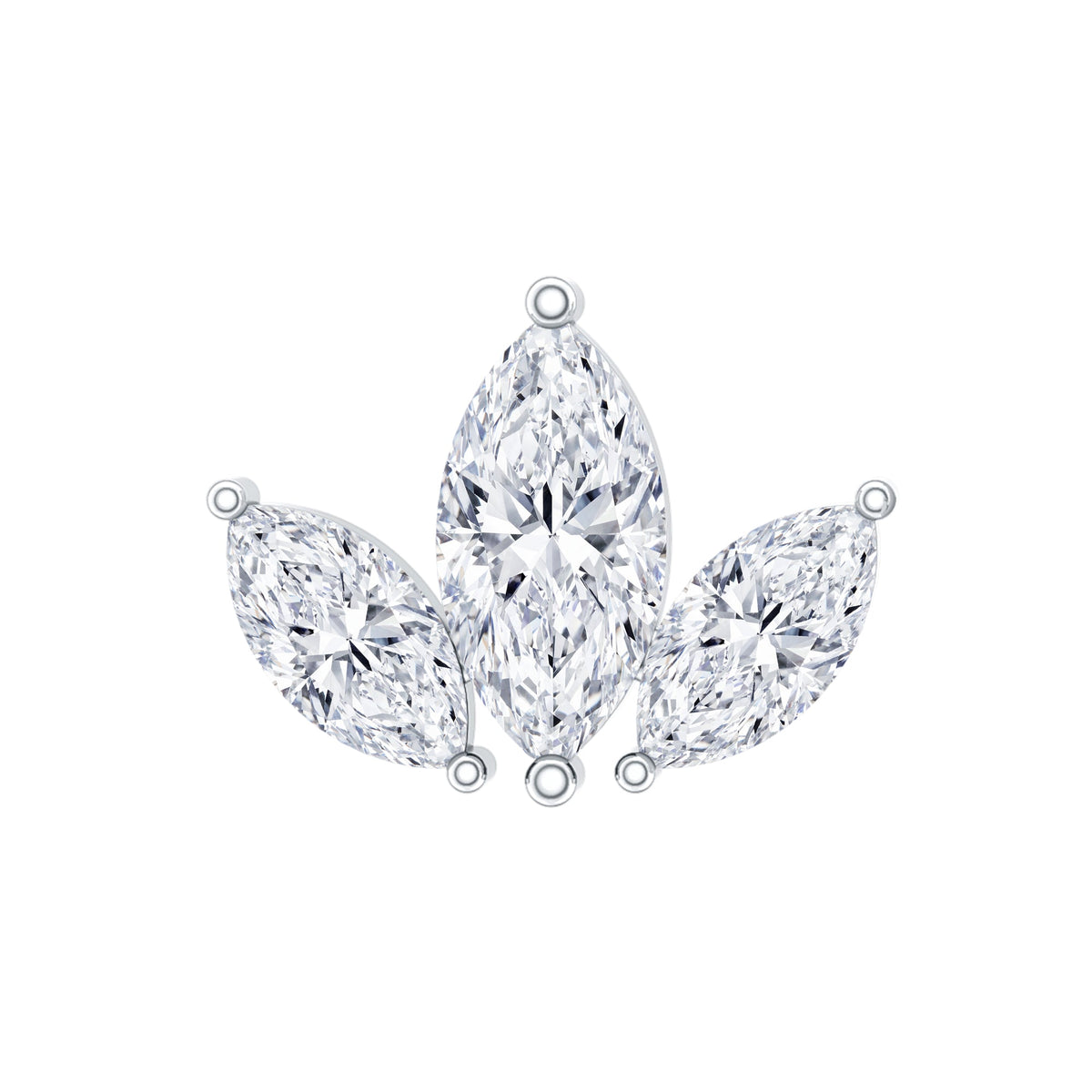 Marquise Cut Diamond Lotus Flower Earring for Helix Piercing