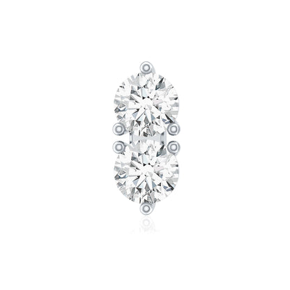 Natural Diamond 2 Stone Earring for Tragus Piercing