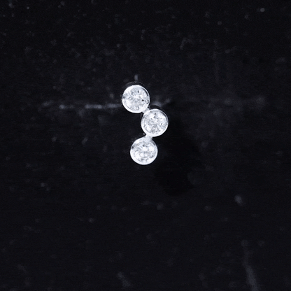 Bezel Set Moissanite Three Stone Crawler Earring