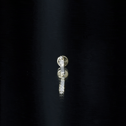 Genuine Diamond Three Stone Bar Tragus Earring