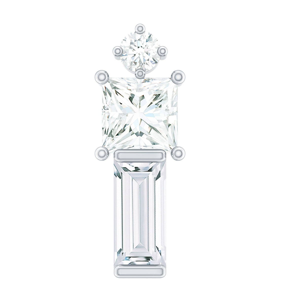 Genuine Diamond Three Stone Bar Tragus Earring