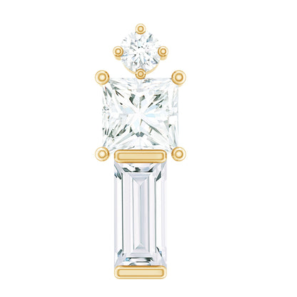 Genuine Diamond Three Stone Bar Tragus Earring