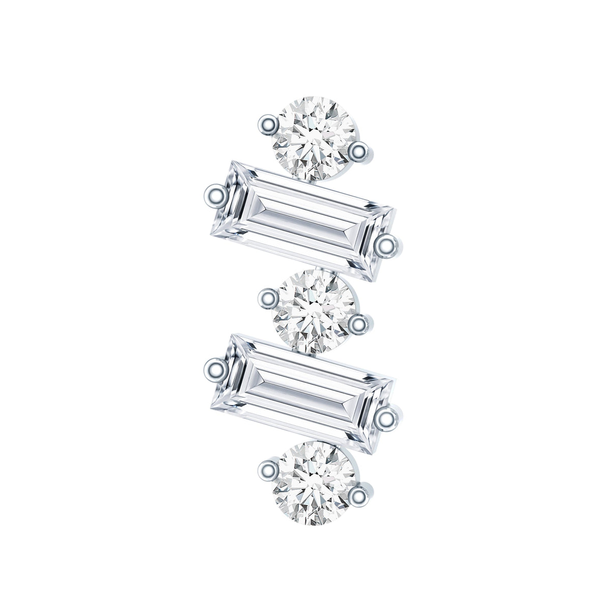 Genuine Baguette Diamond Tragus Earring With Certificate