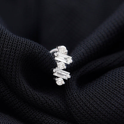 Genuine Baguette Diamond Tragus Earring With Certificate