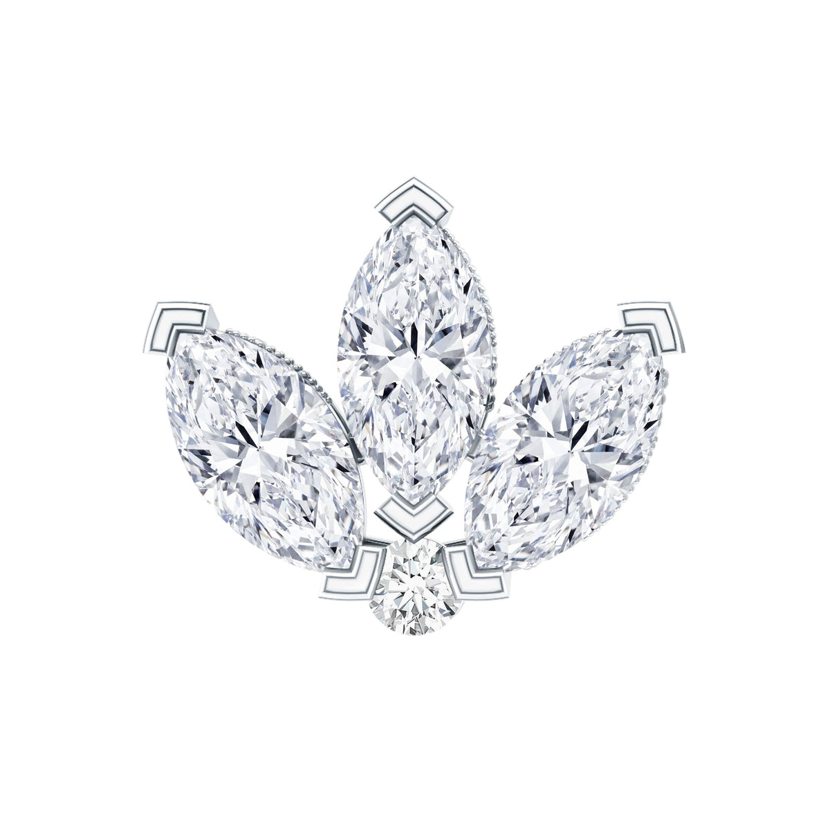 Marquise Diamond Lotus Flower Earring for Helix Piercing