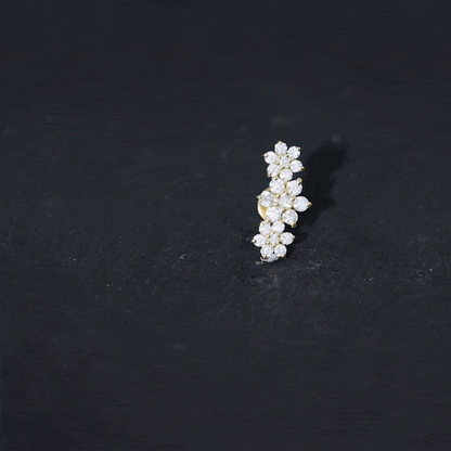 Certified Moissanite Flower Ear Climber Earring