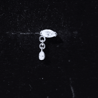 Real Marquise Diamond Cartilage Drop Earring