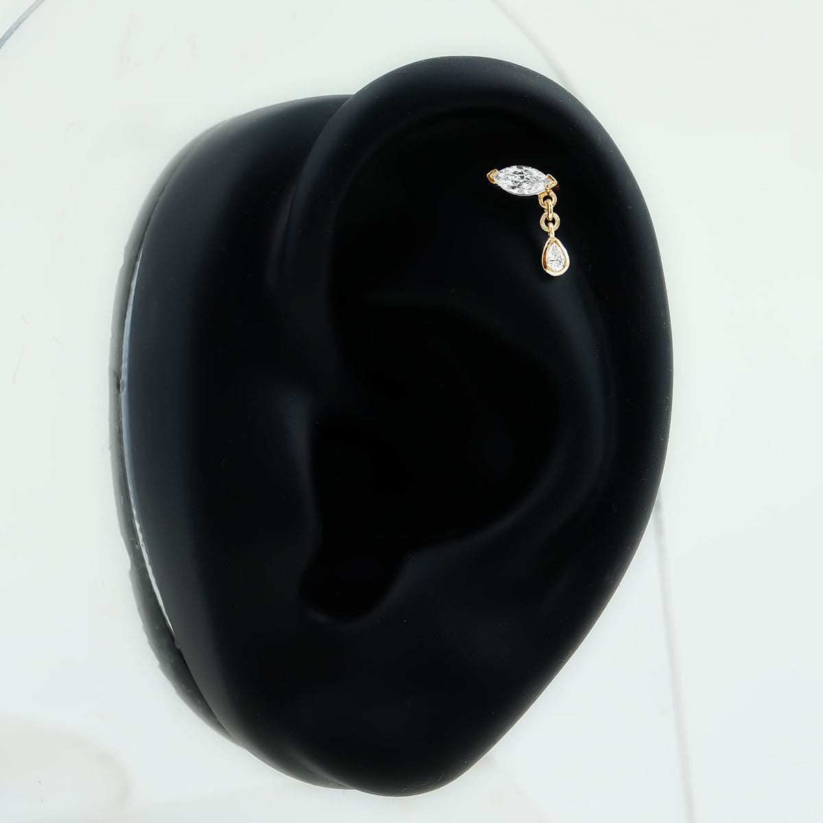 Real Marquise Diamond Cartilage Drop Earring