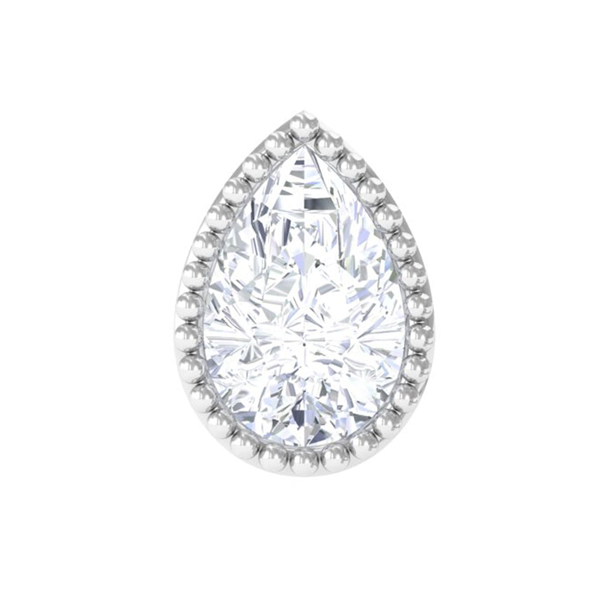 Solitaire Diamond Teardrop Stud Earring for Helix Piercing