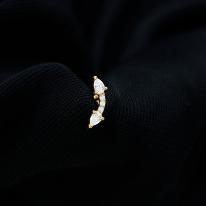 Certified Moissanite Curved Cartilage Earring