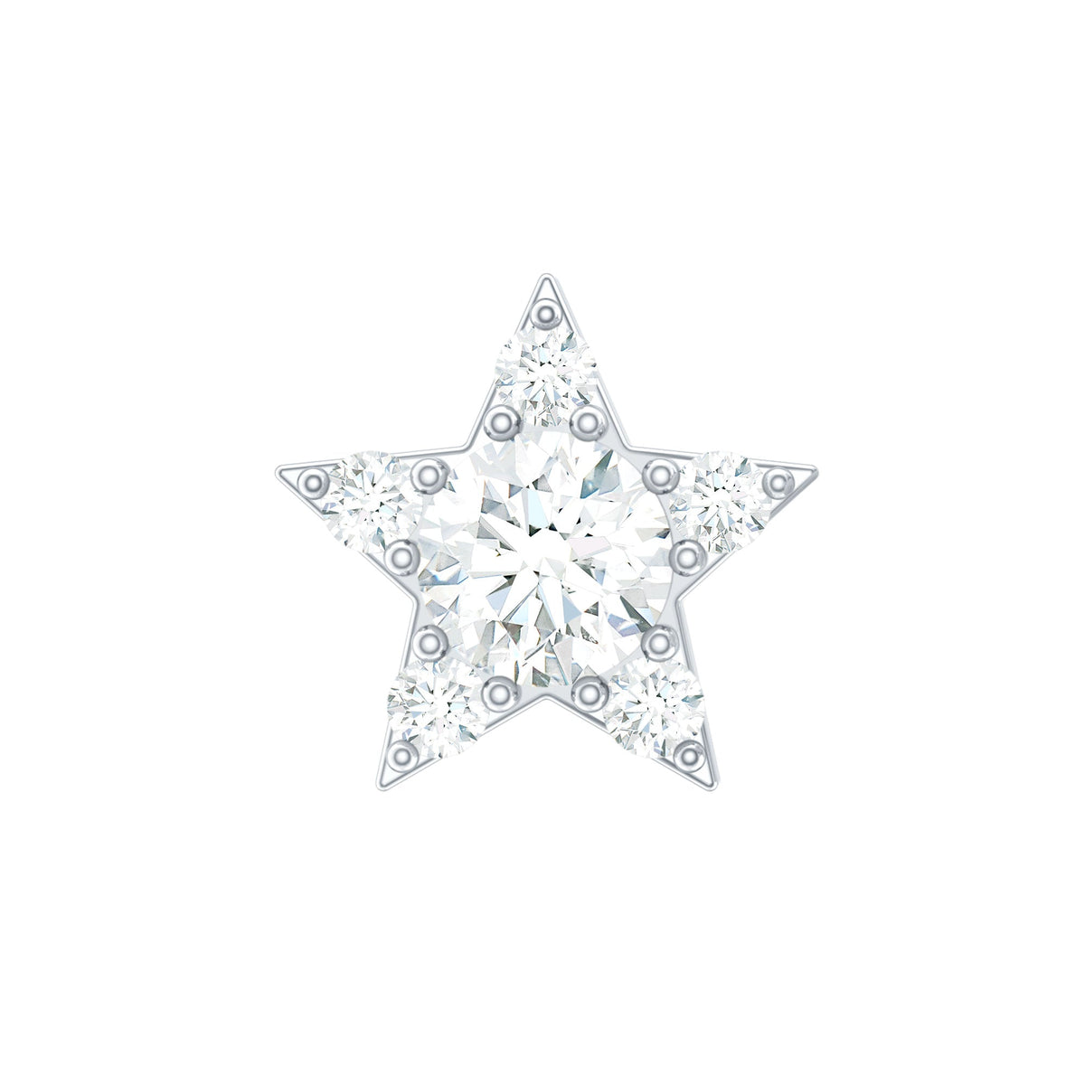 Dainty Moissanite Star Cartilage Earring with Flat Back