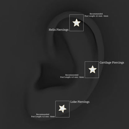 Dainty Moissanite Star Cartilage Earring with Flat Back