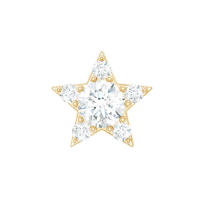 Dainty Moissanite Star Cartilage Earring with Flat Back