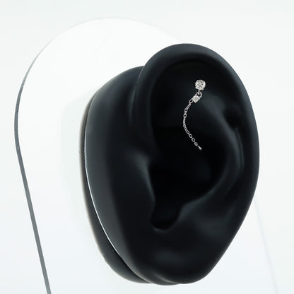 Certified Diamond Chain Drop Earring for Helix Piercing