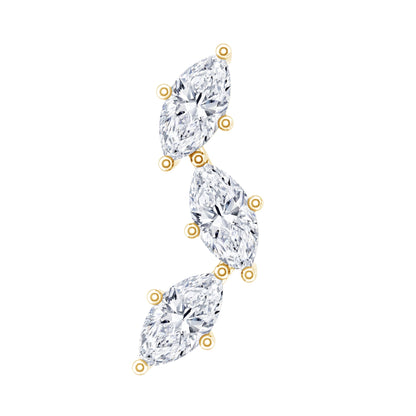 Marquise Cut Moissanite 3 Stone Tragus Earring