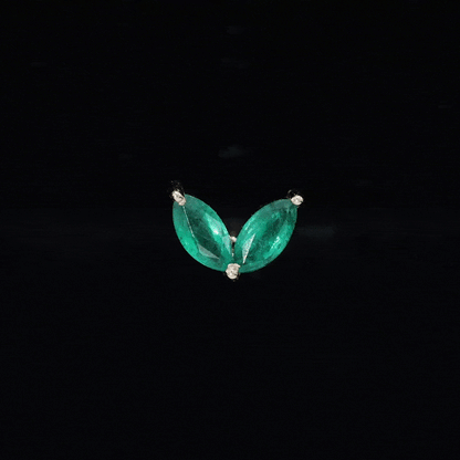 Marquise Lab Grown Emerald Leaf Earring for Helix Piercing