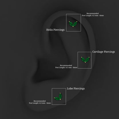 Marquise Lab Grown Emerald Leaf Earring for Helix Piercing