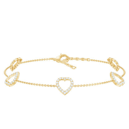 Certified Diamond Heart Chain Bracelet in Prong Setting