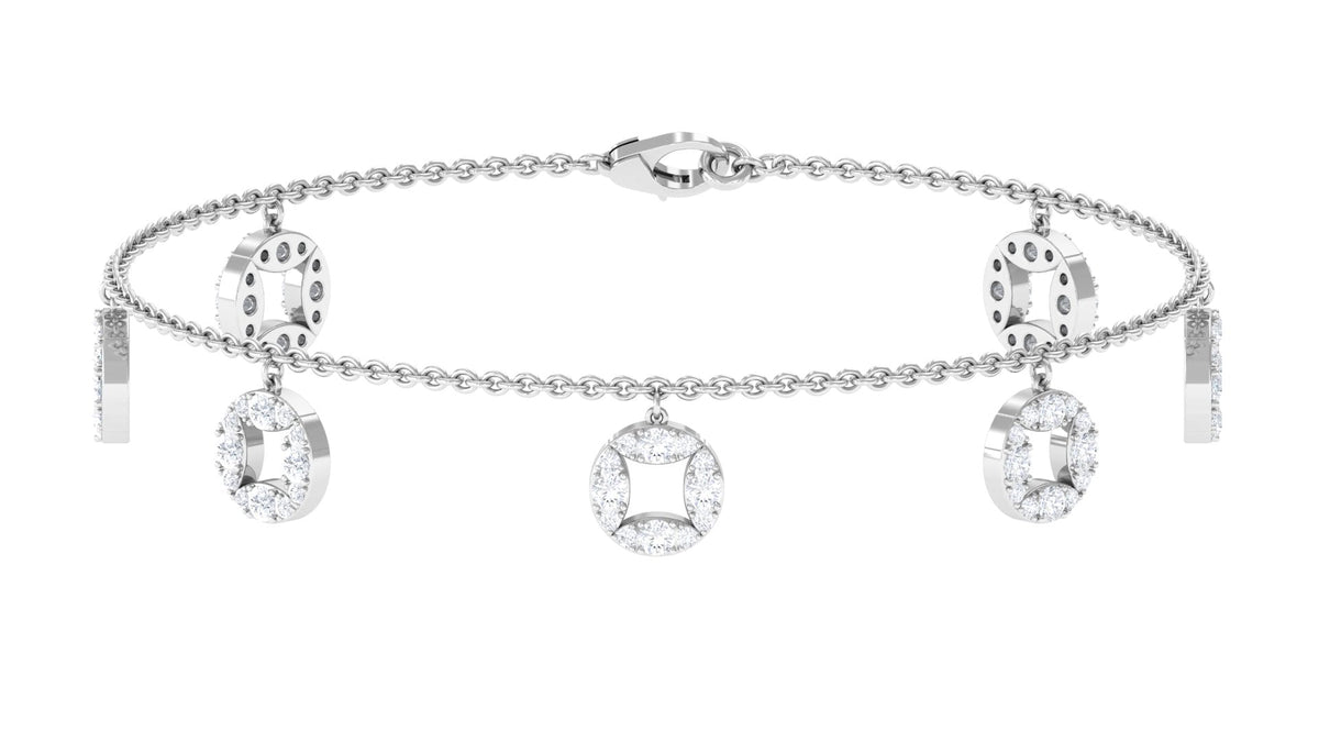 Minimal Moissanite Chain Charm Bracelet for Women