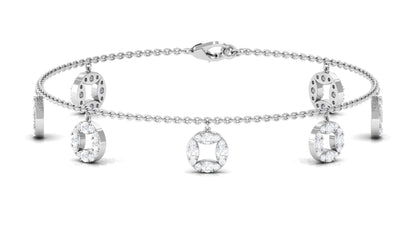 Minimal Moissanite Chain Charm Bracelet for Women