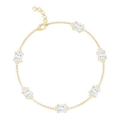 Princess Cut Lab Grown Diamond Station Chain Bracelet
