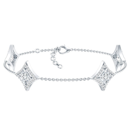 Certified Princess Cut Lab Grown Diamond Bridal Bracelet