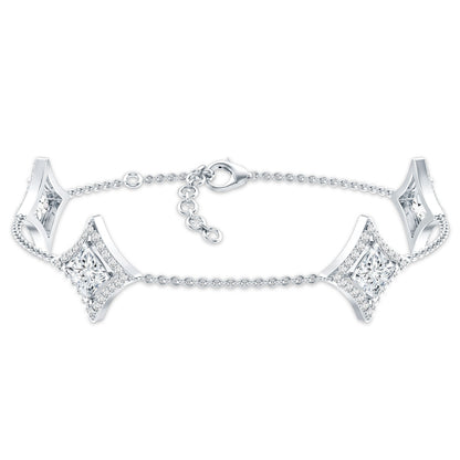Certified Princess Cut Lab Grown Diamond Bridal Bracelet