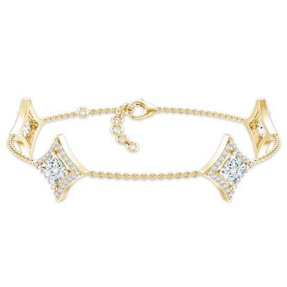 Certified Princess Cut Lab Grown Diamond Bridal Bracelet