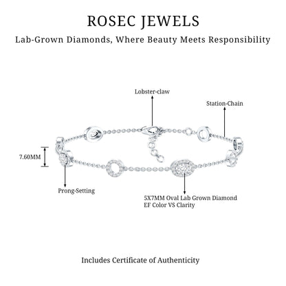Lab Grown Diamond Bridal Station Chain Bracelet