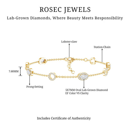 Lab Grown Diamond Bridal Station Chain Bracelet