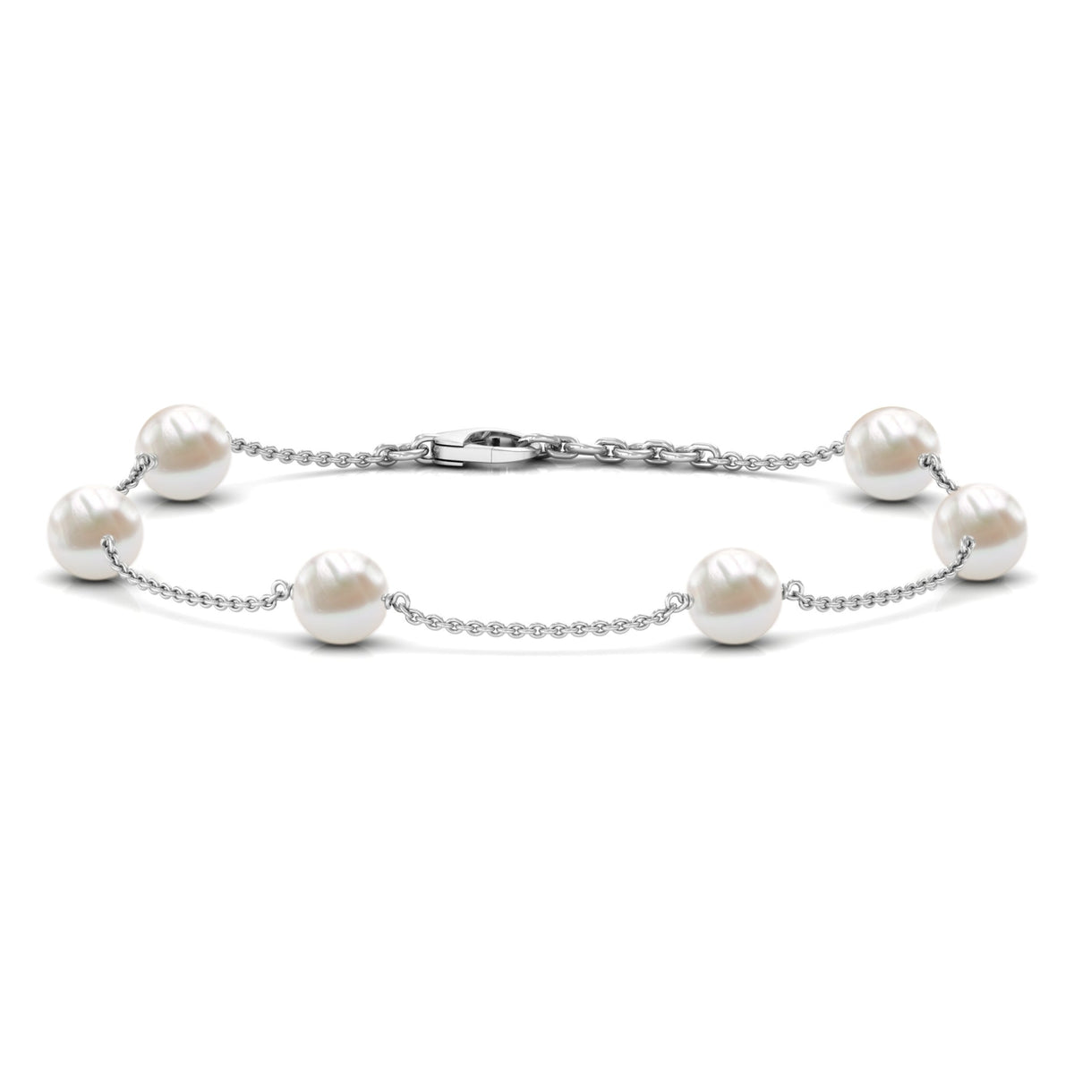 Real Freshwater Pearl Station Bracelet for Women