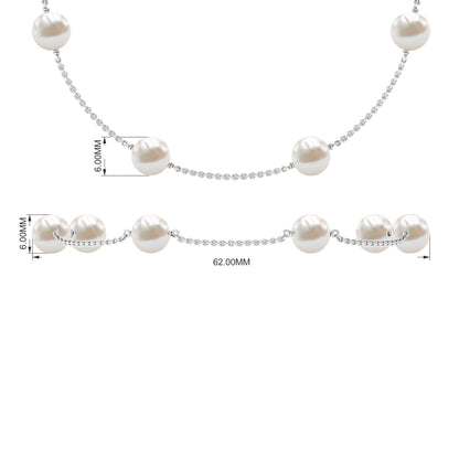 Real Freshwater Pearl Station Bracelet for Women