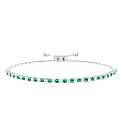 Certified Lab Grown Diamond and Emerald Bolo Bracelet For Wedding