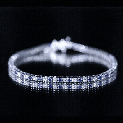 Certified Lab Grown Diamond and Sapphire Wedding Tennis Bracelet